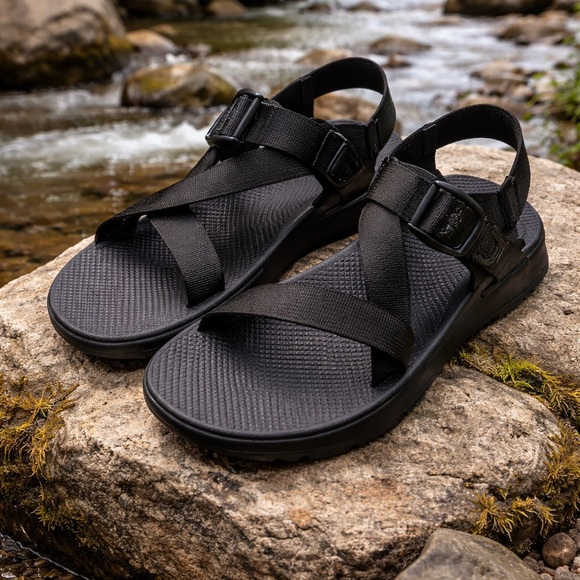 Chaco ZCloud Sandals Mens 12 Solid Black Adjustable Outdoor Hiking Sport NIB